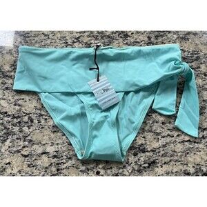 NWT Size 14 Pour Moi St Lucia Fold Over Bikini Bottoms Swimwear Mint Blue NEW